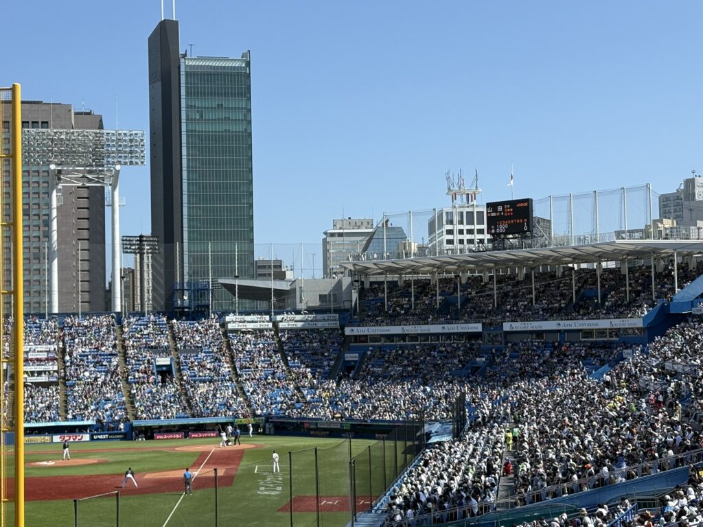 神宮球場の日陰